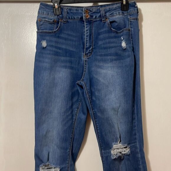 Vanilla star high-rise, slim flare, size 13, distressed - Picture 3 of 9